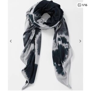 J. Jill Charcoal and Light Gray Tie-Dye Scarf